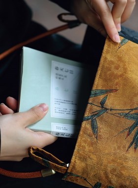 双姊妹香云纱新中式茶服古装百搭文艺大J号单肩腋下手提收纳布包