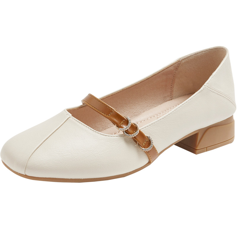 鞋子女2021夏季新n款爆款平底粗跟单鞋休闲奶奶鞋学生百搭豆豆鞋,女鞋,乐福鞋（豆豆鞋）,淘宝优惠券,粉丝福利购,淘宝优惠卷