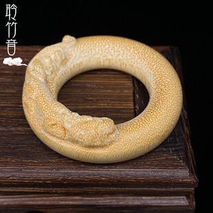 螭龙跑环龙血金丝竹雕刻竹圈鸟笼环竹制配饰实心竹指环文玩把件