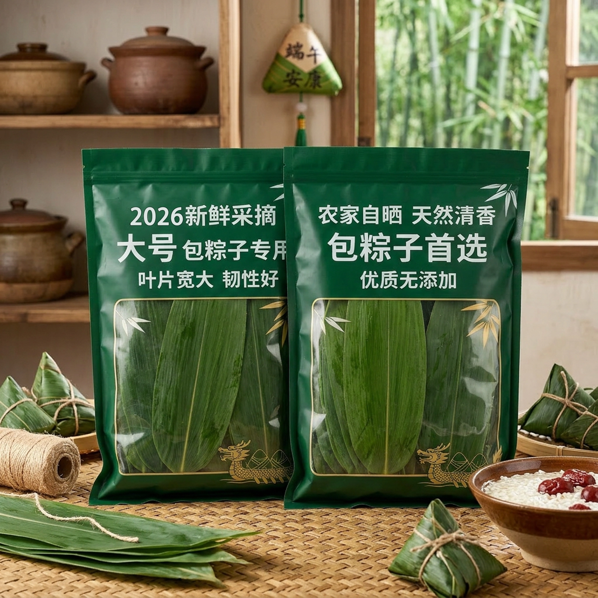 粽叶新鲜粽子叶端午节包粽子专用新货现摘真空锁鲜耐煮耐用旗舰店
