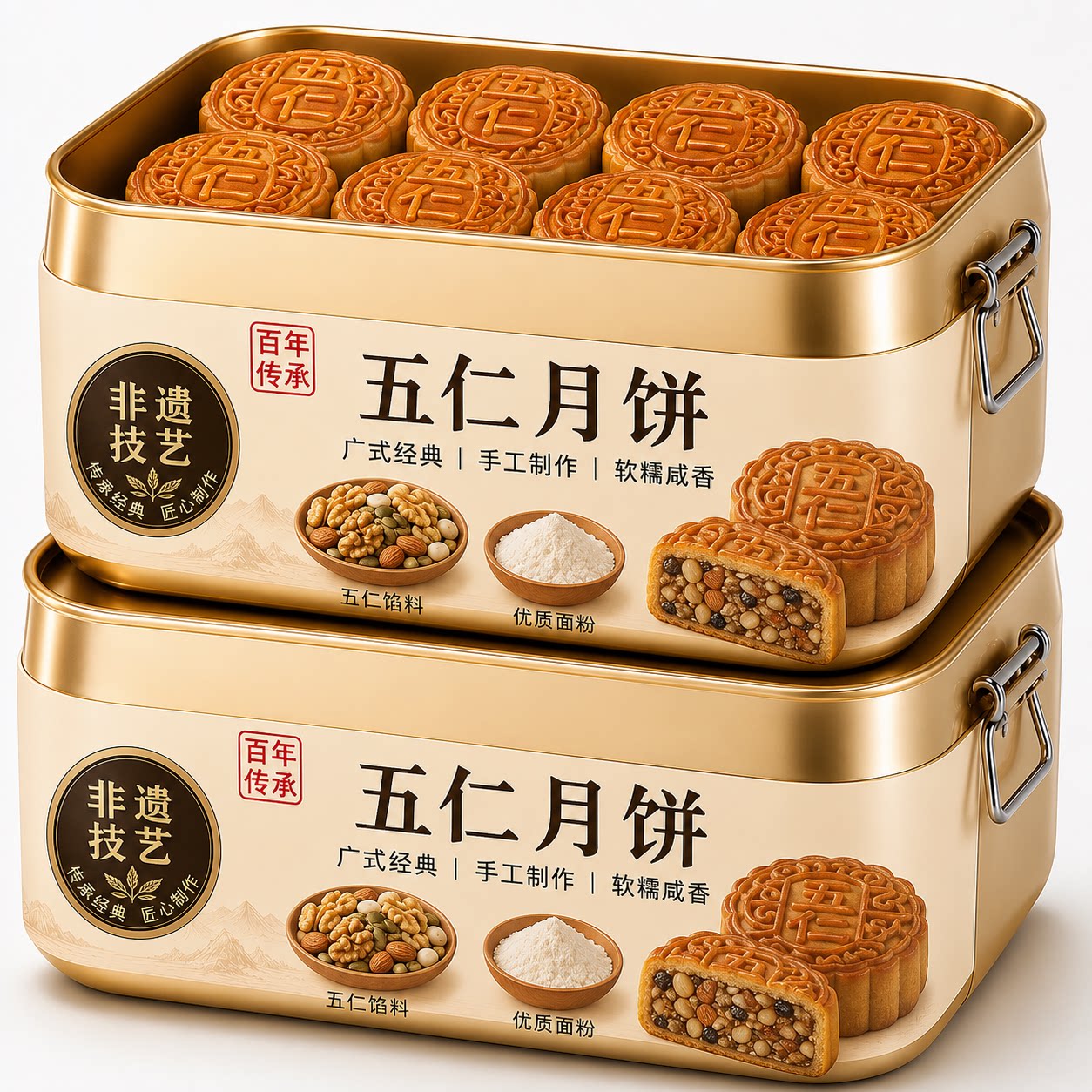 东北老式五仁月饼手工传统糕点五仁月饼独立包装现做现发荞麦正宗