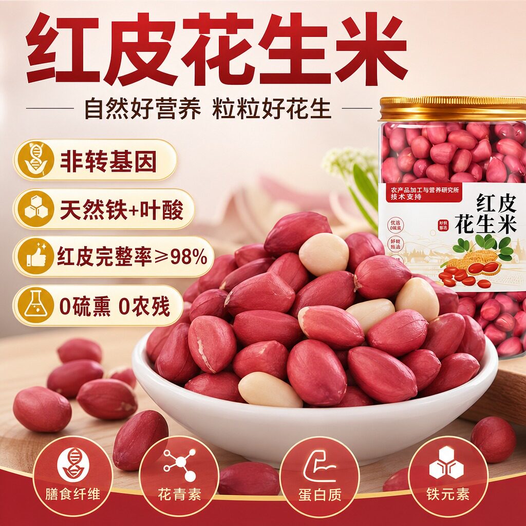 官方正品红皮花生米农家自产新货红衣生花生孕妇泡茶补气养血专用