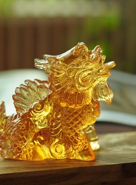 2024龙年吉祥物飞天麒麟招财摆件一对客厅茶桌茶宠装饰创意小摆件