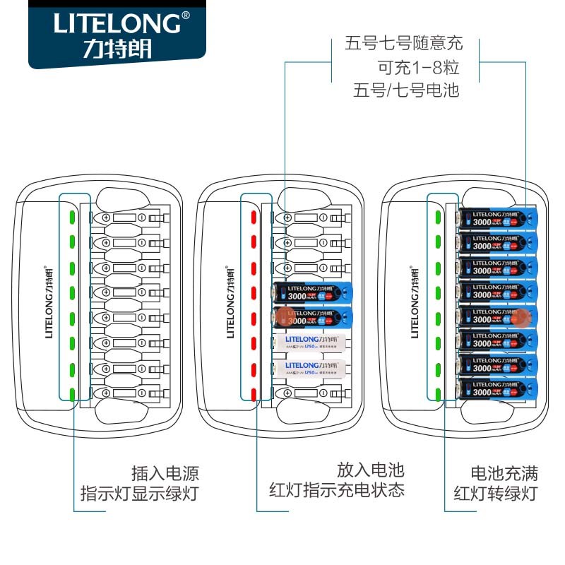 力特朗5号充电电池大容量镍氢五号可充电池无线话筒KT专用替