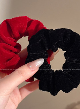 新年红色毛绒大肠发圈女秋冬扎头发头绳高级感丸子头皮筋发绳头花