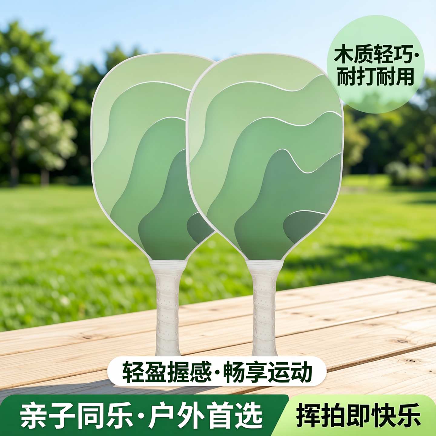 板羽球拍套装匹克球拍板羽三毛球拍成人儿童户外运动匹克球拍木质