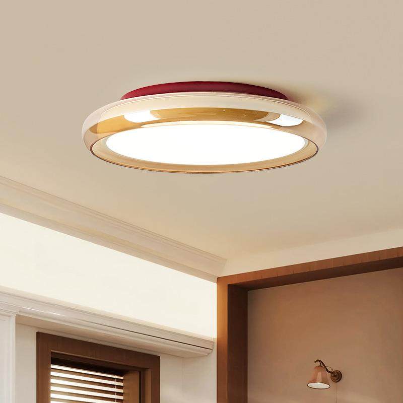 法式中古风卧室灯奶油风主卧书房吸顶灯复古高级琉璃民宿灯婚房灯