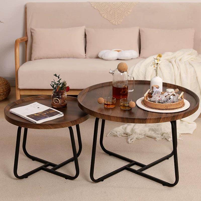 现代简约创意圆形小茶几家用网红茶几组合沙发小边几休闲阳台茶桌