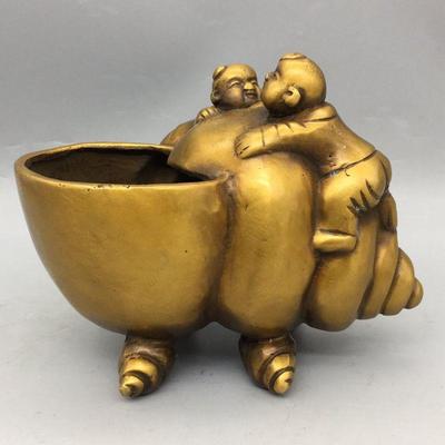 杂项古玩工艺品复古做旧铜器收藏海螺铜件家居客厅装饰品