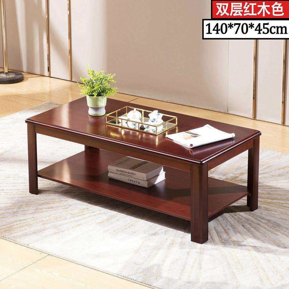 双层大茶几餐桌两用简约实木茶桌组装简易长方形现代时尚办公茶台