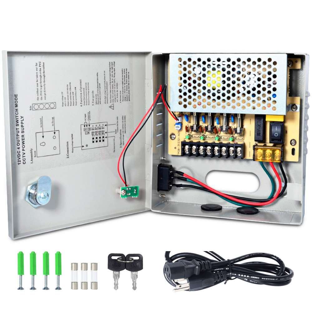 开关电源12V3.5A45W CCTV4路 LED监控电源直流集中供电电源箱