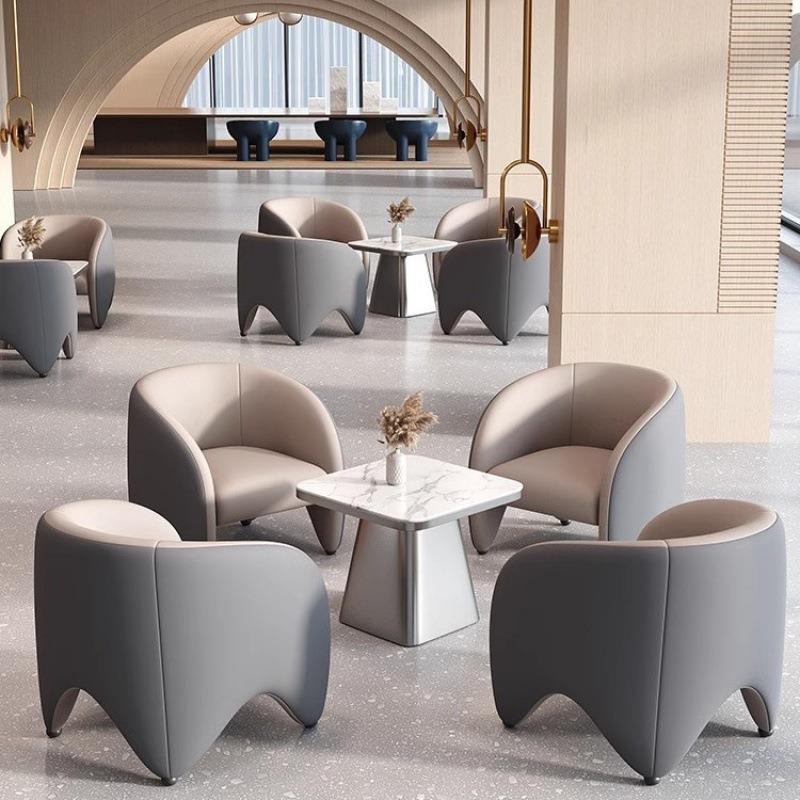 商务办公室接待会客沙发轻奢售楼处洽谈一桌四椅休息区单人沙发