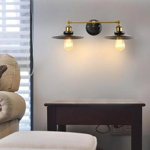 ebay美式 复古工业风铁艺电镀卧室床头书房过道双头壁灯