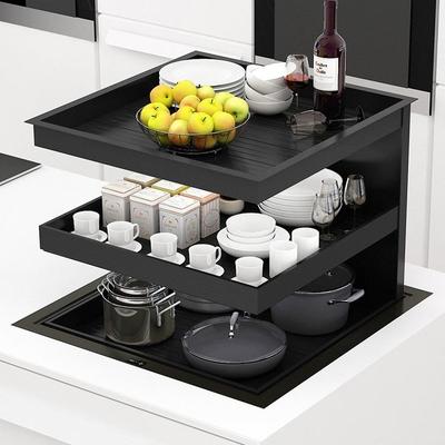 意铂尼三层升降蔬菜水果拉篮台面置物架厨柜工具收纳拉蓝抽拉式