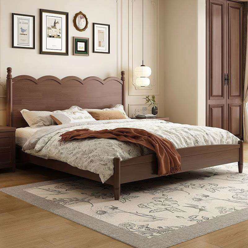 美式复古风全实木床小户型简约双人床主卧1.8米轻奢出租房单人床