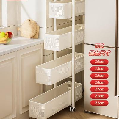 厨房夹缝置物架冰箱侧面抽拉柜卫生间小推车极窄缝拉篮缝隙收纳柜