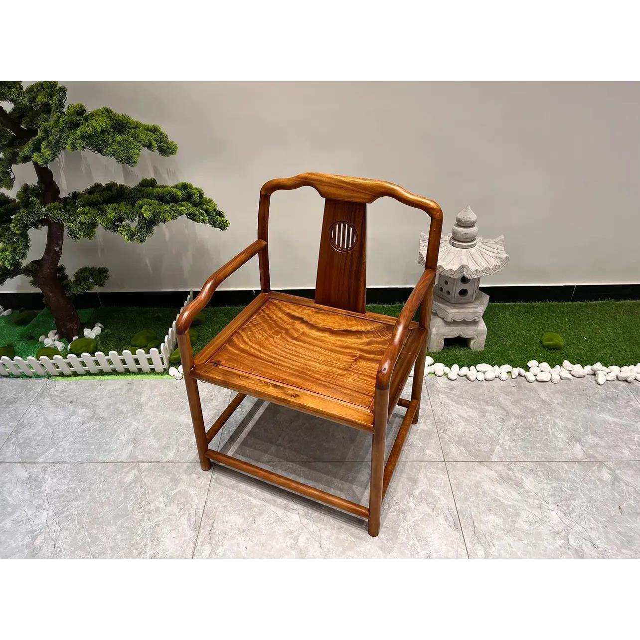 L7胡桃木圈椅奥坎围椅茶桌椅实木官帽椅中式太师椅原木禅椅主人椅