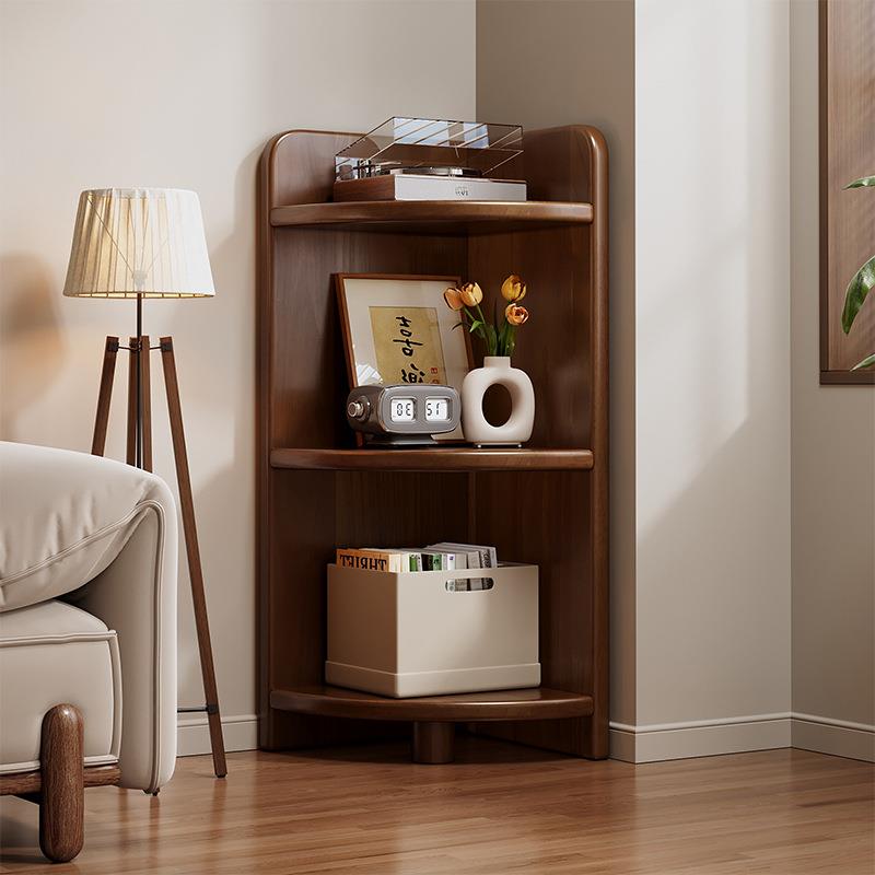 实木转角置物架墙边三角小窄柜子客厅收纳墙角柜转角矮柜小型书架