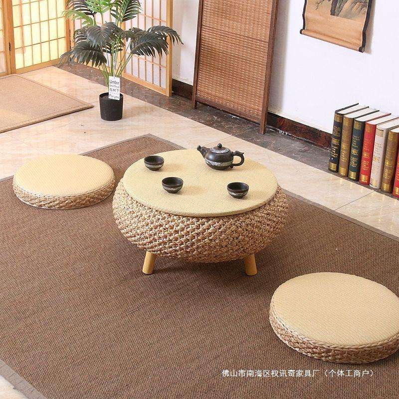 榻榻米网红茶几飘窗小桌子炕桌卧室家用简约窗台地矮桌藤编可储物