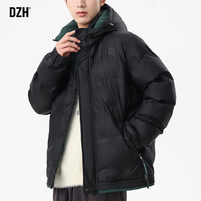 男士黑色连帽短款棉服男款冬季潮牌2025新款美式棉衣棉袄外套冬装