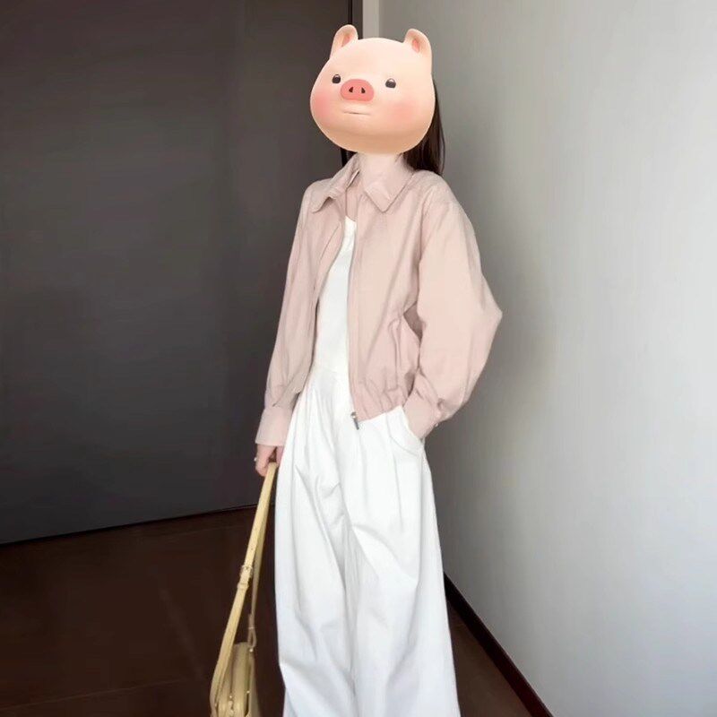 2025新款小个子香风粉色夹克外套初春季女装高级感棒球服短款上衣