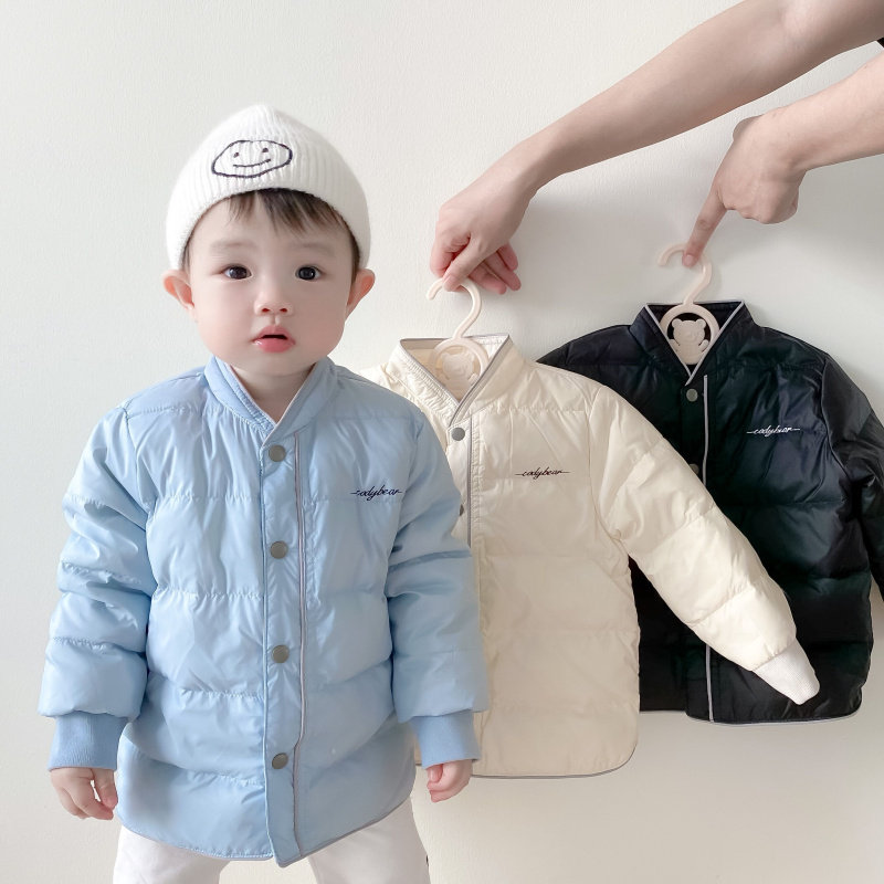 男宝宝冬季羽绒服中小童轻薄羽绒内胆儿童冬天黑色外套保暖外出服