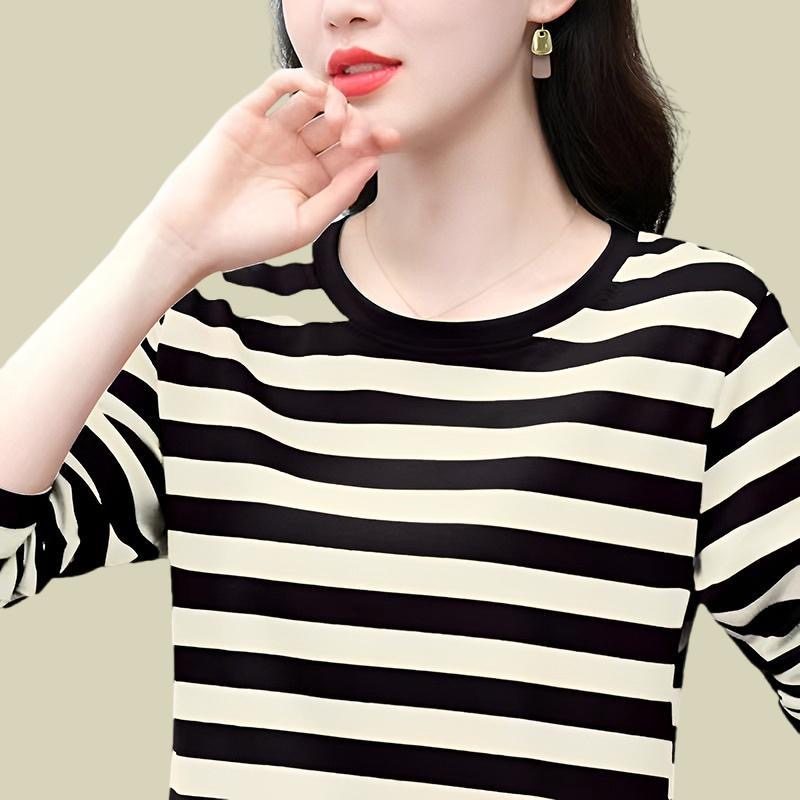 纯棉长袖t恤女士中年妈妈洋气秋衣外穿大码宽松显瘦遮肚子打底衫,女装/女士精品,T恤,淘宝优惠券,粉丝福利购,淘宝优惠卷