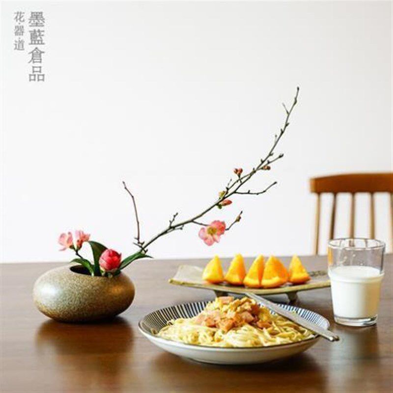 水滴小花器迷你茶席桌面禅意中式日式插花器皿陶瓷剑山插花盆花盘