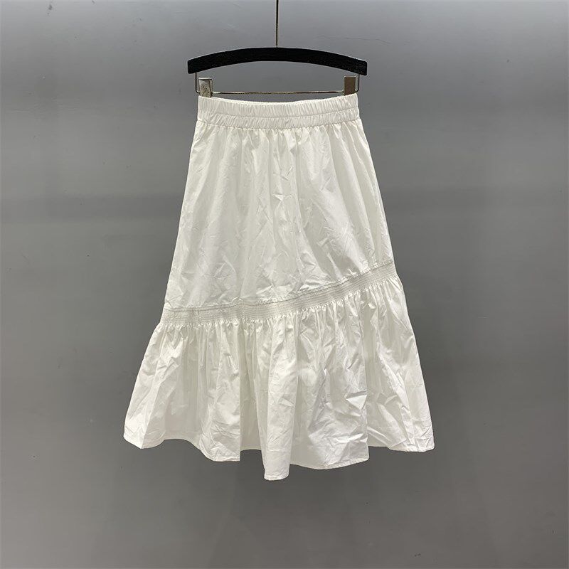 白色不规则开叉半身裙女2025年夏季新款高腰百搭显瘦中长款a字裙