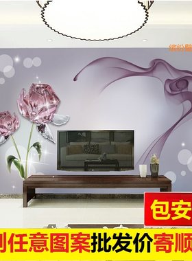 玫瑰花壁画影视墙电视背景墙壁纸大气3d立体装P饰画墙纸家用18d布