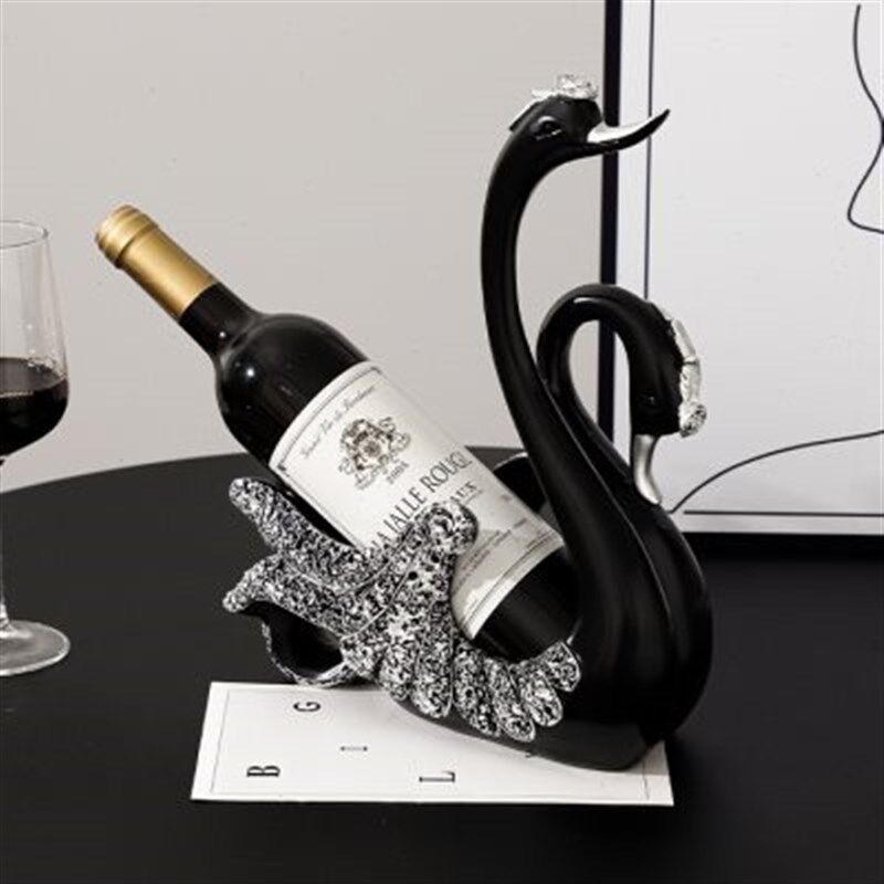 创意陶瓷高端黑天鹅摆件红酒架客厅家居玄关餐边T电视柜酒柜装饰