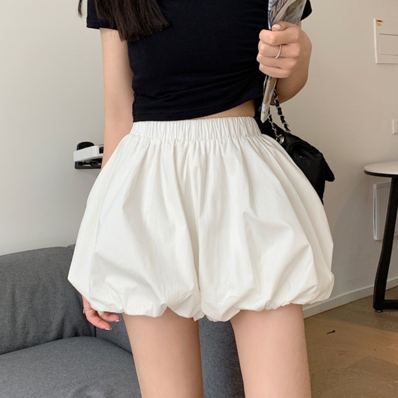 大码阔腿花苞休闲松紧腰裤子显瘦宽松胖MM南瓜裤灯笼裤短裤女夏季