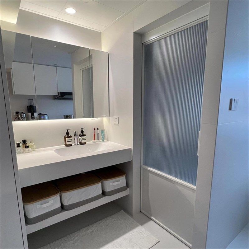 上海定制法式复古卫生间窄边白色单扇推拉门吊轨厨房单移门全铝板