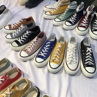 韩版女鞋圆头拼接系带平底情侣帆布小白鞋2023夏新款学生舒适板鞋