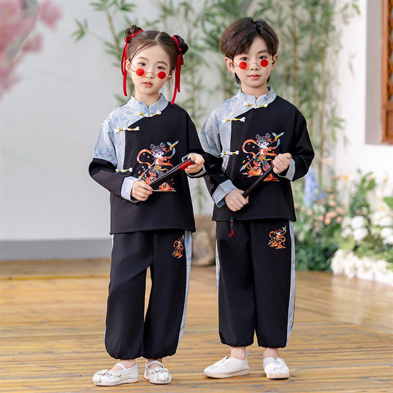 幼儿园古装汉服中国风姐弟装哪吒服装儿 童男女唐装毕业照演出服