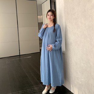 纯棉孕妇装春装2025新款宽松大码女春季轻奢高级感孕妇连衣裙春款