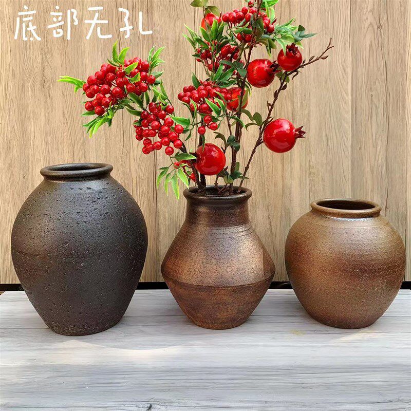 特大号花瓶复古花盆古典陶罐粗陶瓦罐仿古装饰摆件新中式大号居家