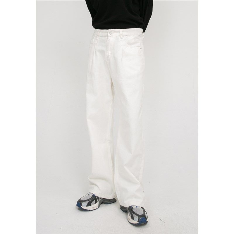 垳川 美式直筒宽松白色牛仔裤男春秋款复古垂感韩版百搭潮流休闲