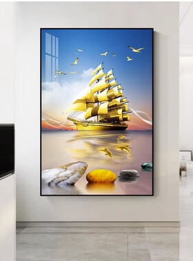 入户进门墙画现代简约正对门玄关装饰画走廊过道挂画新款竖版壁画