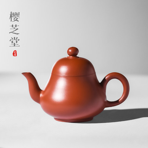 潮州《思亭壶》手作朱泥壶红泥冲茶壶手拉工夫茶壶红泥小侧把壶