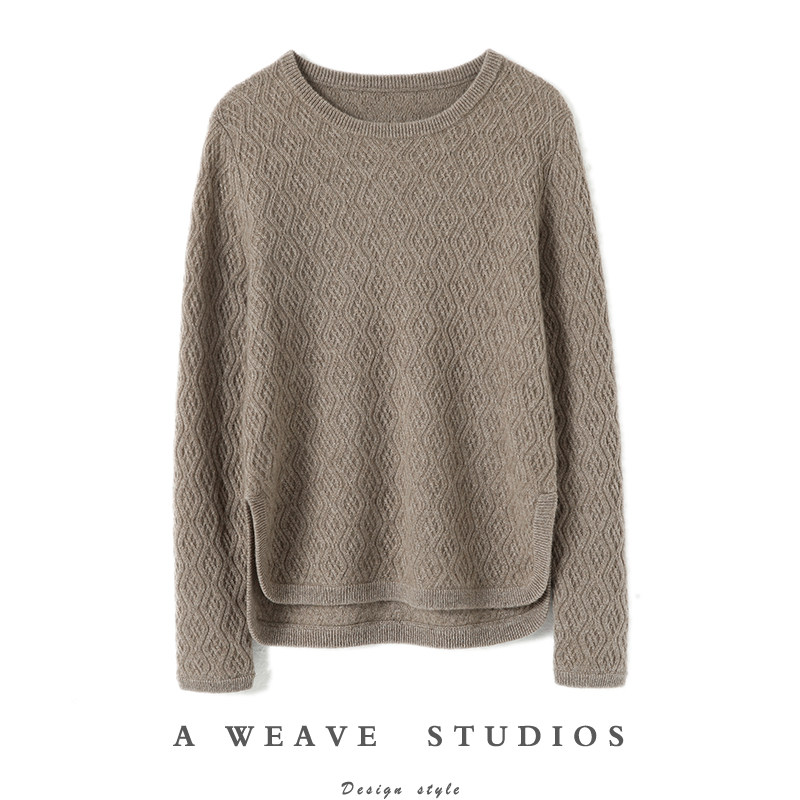 王炸立体提花!秋冬新款圆领羊绒衫女纯羊绒套头开叉山羊绒毛衣,女装/女士精品,羊绒衫,淘宝优惠券,粉丝福利购,淘宝优惠卷