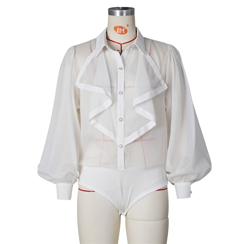 2023 Loose Fit Shirts Women Sexy See Through BodysuiXt Blous