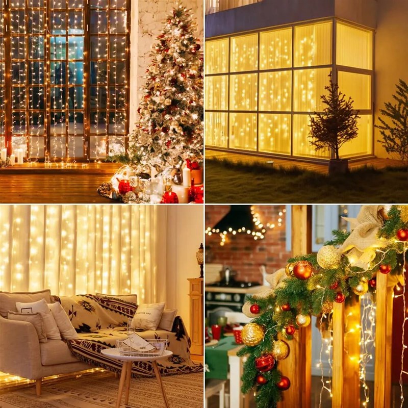 3x1 3x2 3x3 LED Christmas Garland FHairy Light String Lights