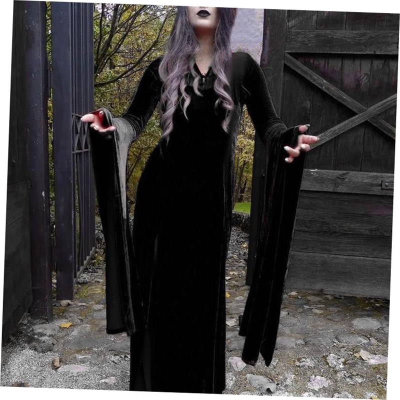 暗黑系性感开叉蕾丝裙万圣节女巫裙 Halloween WitchS Cos Dress