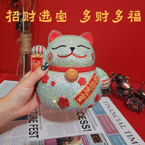 手工贴钻招财猫DIY满钻发财猫开业店铺摆件储蓄罐粘钻公仔送礼品