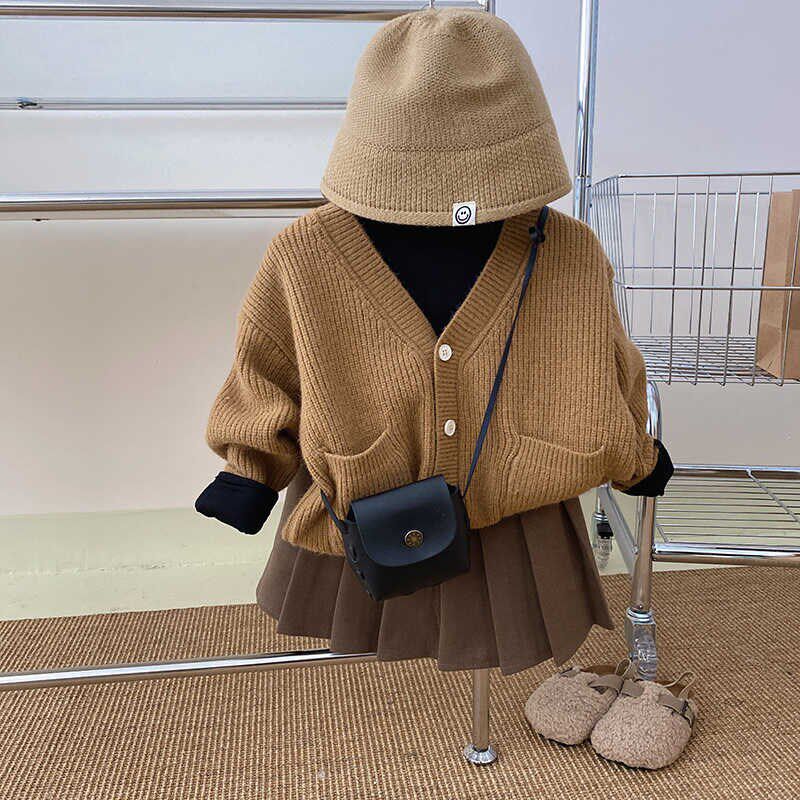 女童半身裙套装春秋新款2024韩版儿童毛衣两件套女孩开衫外套洋气