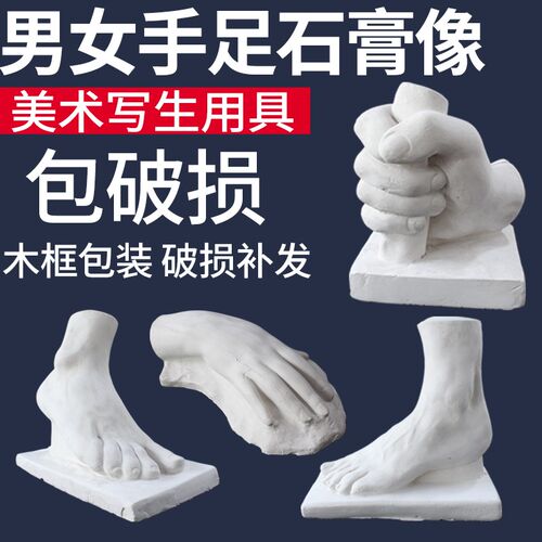 男女手足石膏像手脚四件套石膏教具美术素描绘画写生静物用具摆件