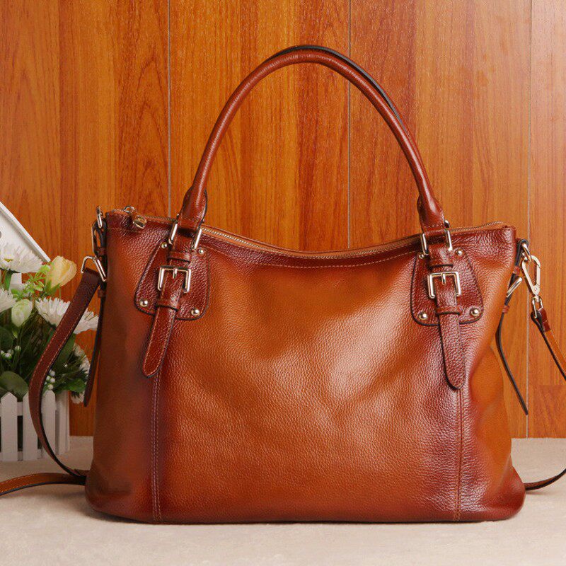 头层牛皮女包真皮单肩斜挎手提包2021新款大容量高级感包包秋冬潮