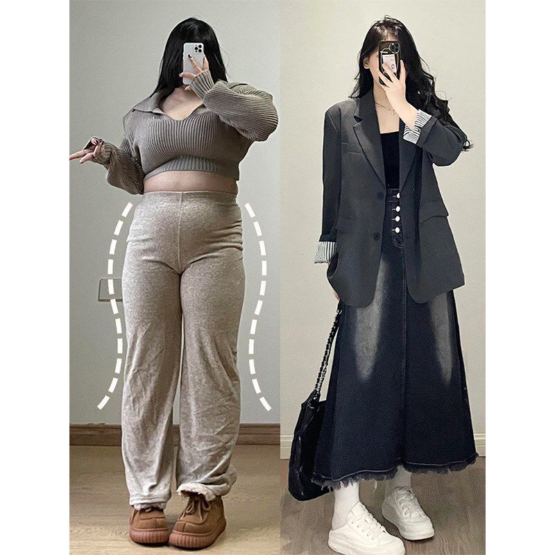 大码女装韩版复古高腰牛仔半身裙女胖mm长裙梨形遮肉显瘦a字裙子
