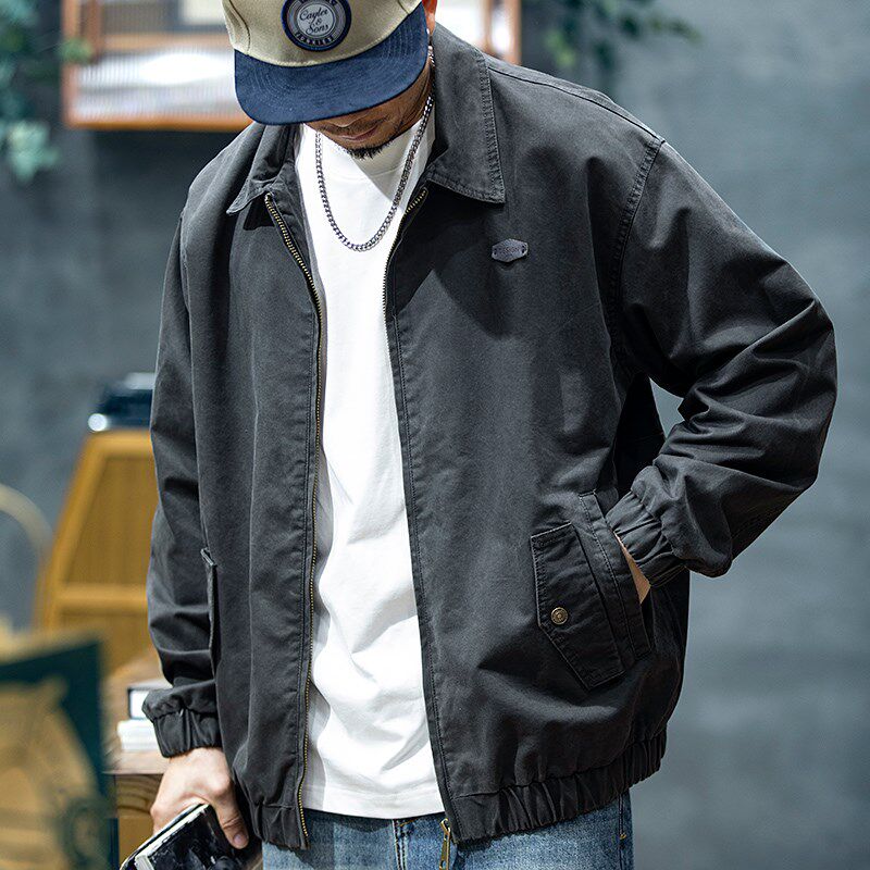 春季新款飞行夹克男宽松潮牌大码休闲上衣春秋男士纯棉工装外套潮